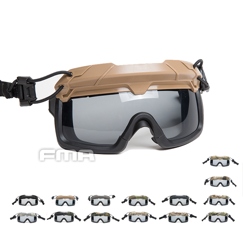Black FMA Tactical Helmet Safety Goggles Transparent Lenses TB1333-BK-W 